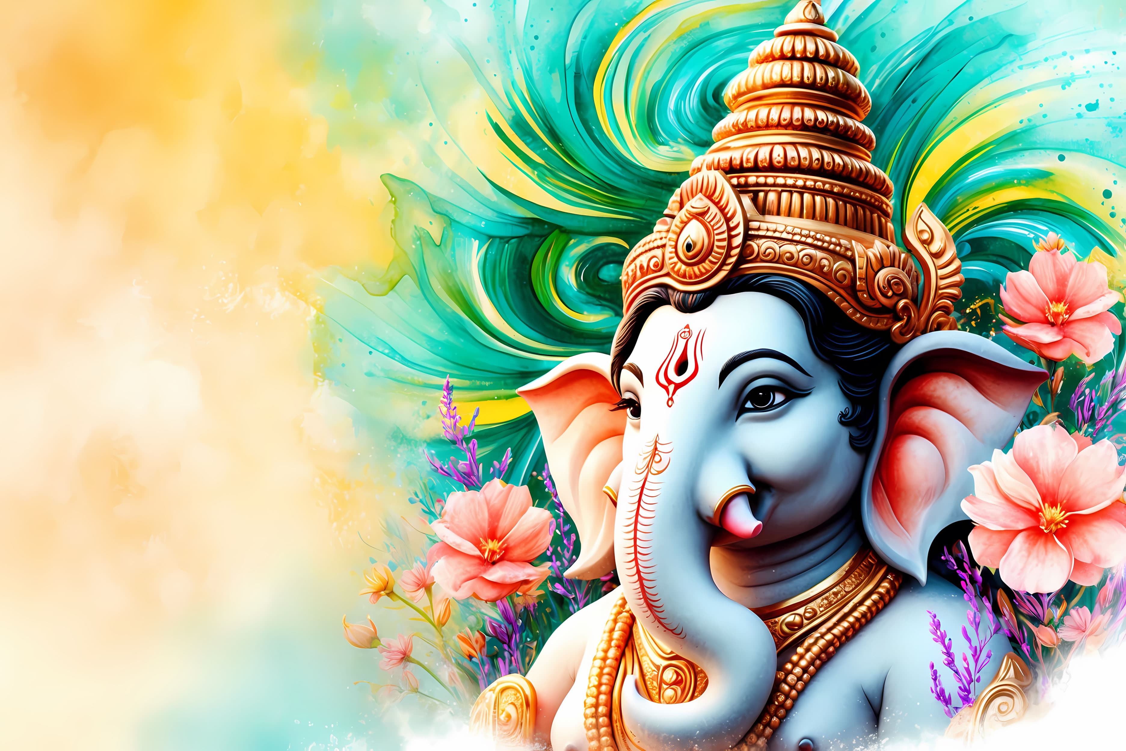 Watercolour artwork of Lord Ganesha